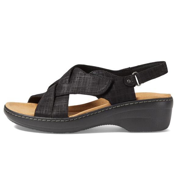 NWT Clarks Women's Merliah Echo Heeled Sandal, Black Interest, 9.5 Medium US - Picture 1 of 5